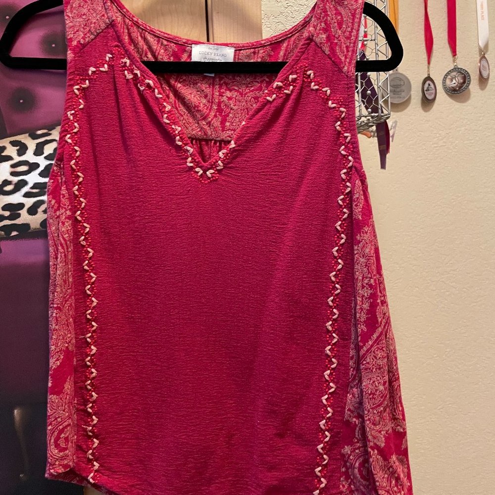 Lucky brand boho red tank top